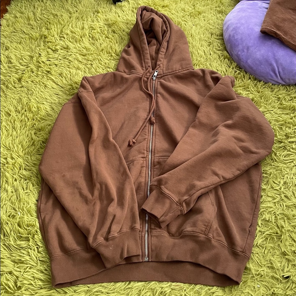 Brandy Melville Brown Christy Zip Up